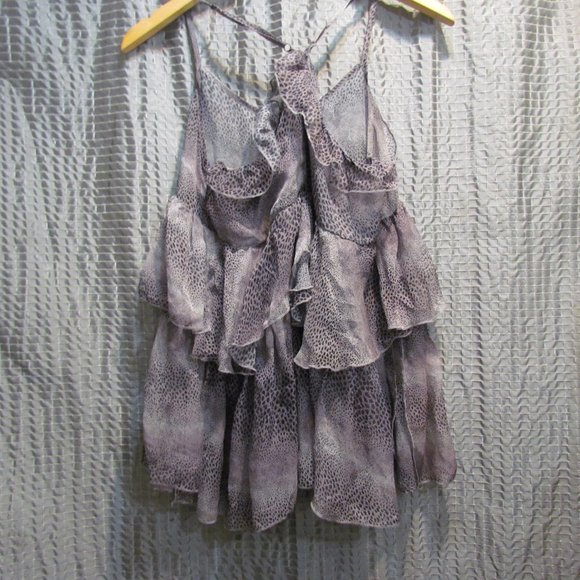CECICO FRILLY SHEER BABY DOLL TANK TOP WITH ADJUSTABLE SPAGHETTI STRAPS SIZE MED - Picture 6 of 8